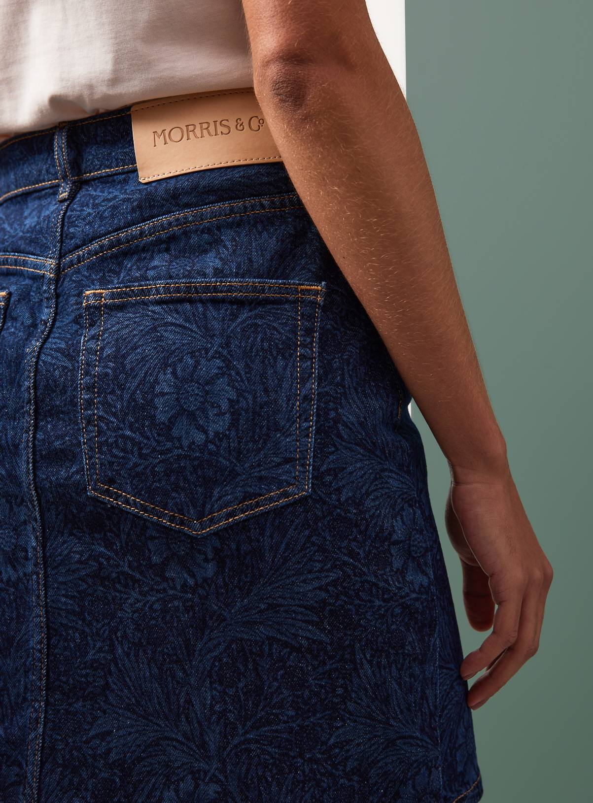 Tu x Morris & Co. Blue Floral Denim Print Mini Skirt 10 - Image 3